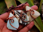 Hand Made Copper Wire Wrapped Blue Smithsonite Jewellery Pendants -Sold Per Item- From Congo