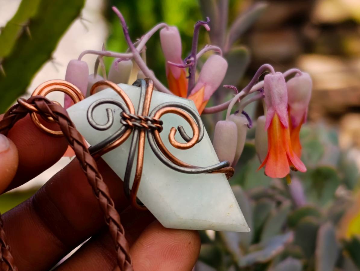 Hand Made Copper Wire Wrapped Blue Smithsonite Jewellery Pendants -Sold Per Item- From Congo