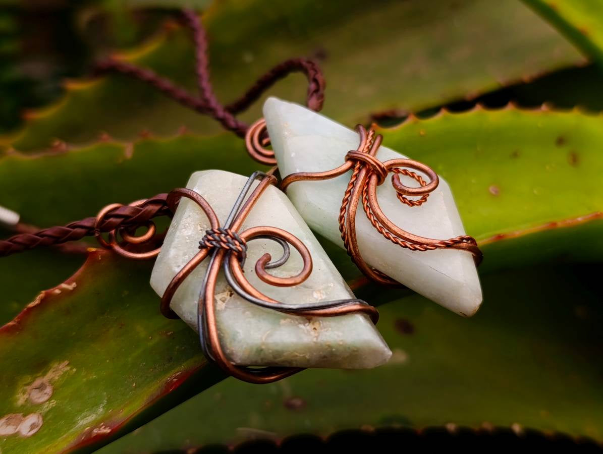 Hand Made Copper Wire Wrapped Blue Smithsonite Jewellery Pendants -Sold Per Item- From Congo