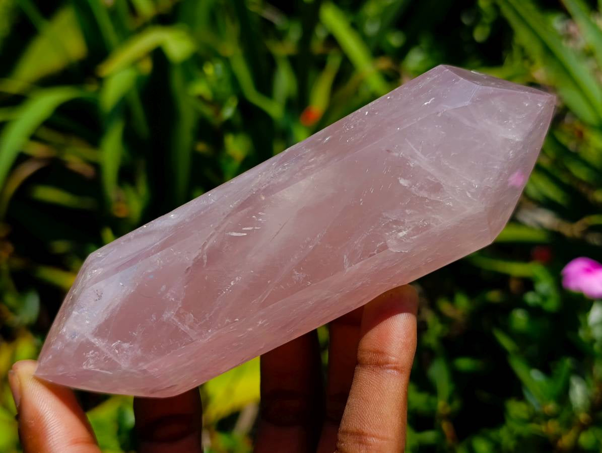 Polished Double Terminated Rose Quartz Crystals x 6 From Madagascar - Toprock Gemstones and Minerals 