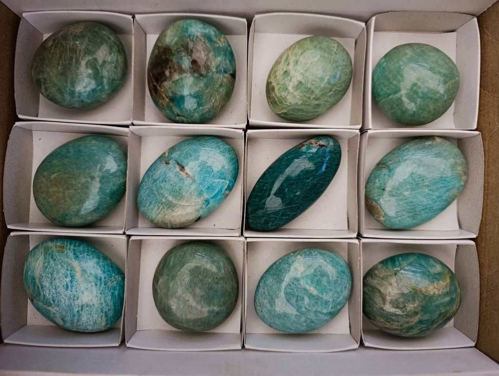 Polished Amazonite Galets x 12 From Madagascar