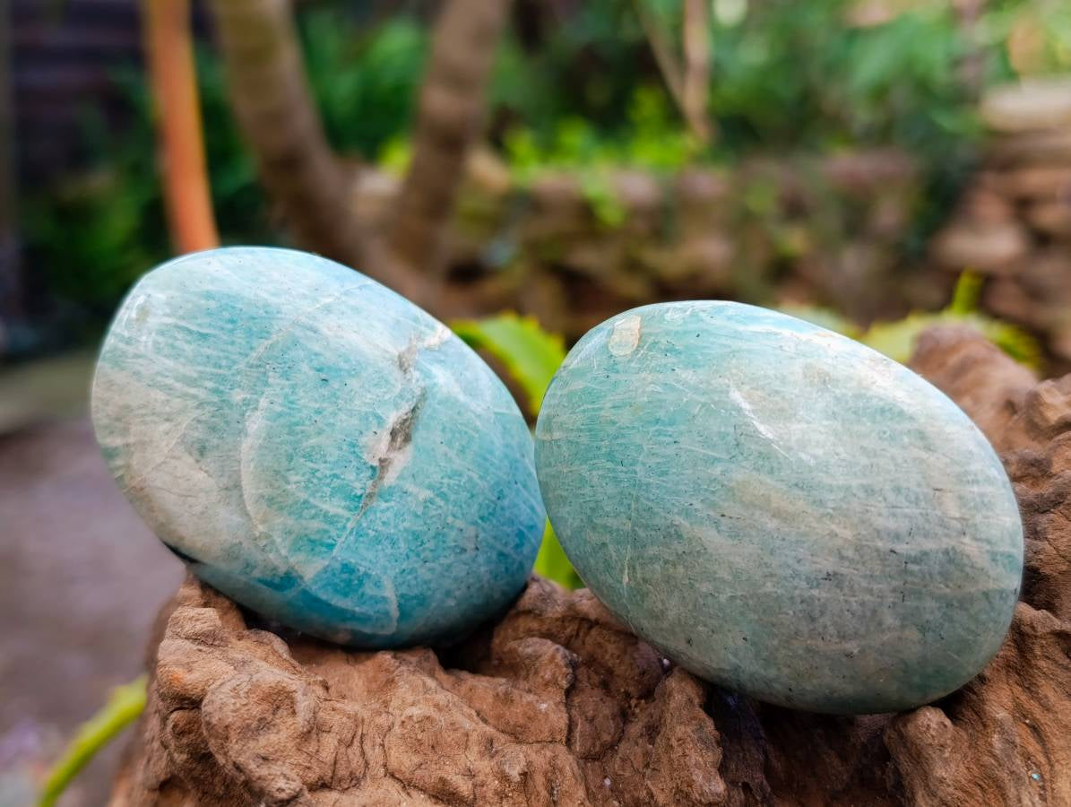 Polished Amazonite Galets x 12 From Madagascar