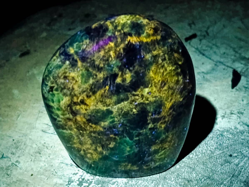 Polished Emerald Mica 'Mutokolite' Standing Free Forms x 4 From Mutoko, Zimbabwe