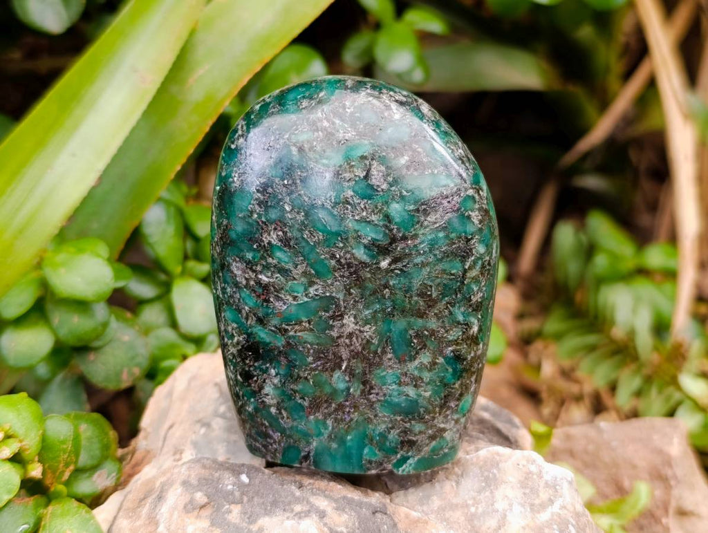 Polished Emerald Mica 'Mutokolite' Standing Free Forms x 4 From Mutoko, Zimbabwe