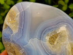 Polished Blue Lace Agate Standing Free Forms x 3 From Nsanje, Malawi