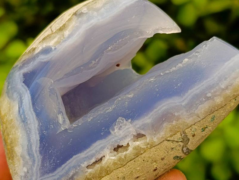 Polished Blue Lace Agate Standing Free Forms x 3 From Nsanje, Malawi