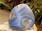 Polished Blue Lace Agate Standing Free Forms x 3 From Nsanje, Malawi