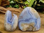 Polished Blue Lace Agate Standing Free Forms x 3 From Nsanje, Malawi