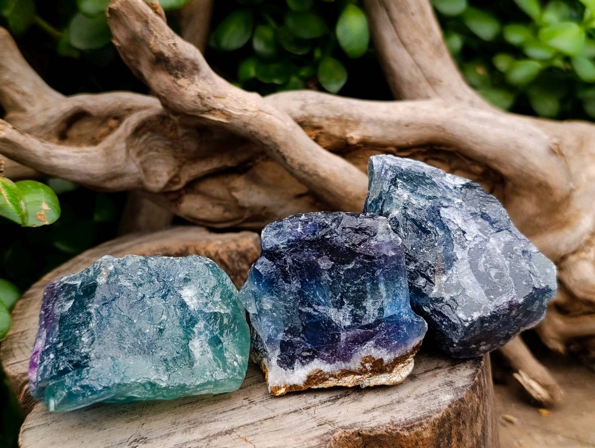 Natural Watermelon Fluorite Cobbed Specimens x 24 From Uis, Namibia