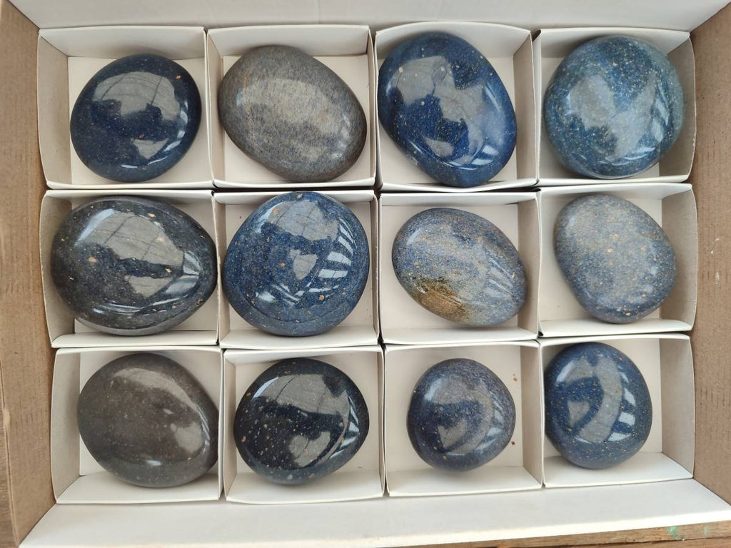 Polished Lazulite Palm Stones x 12 From Madagascar
