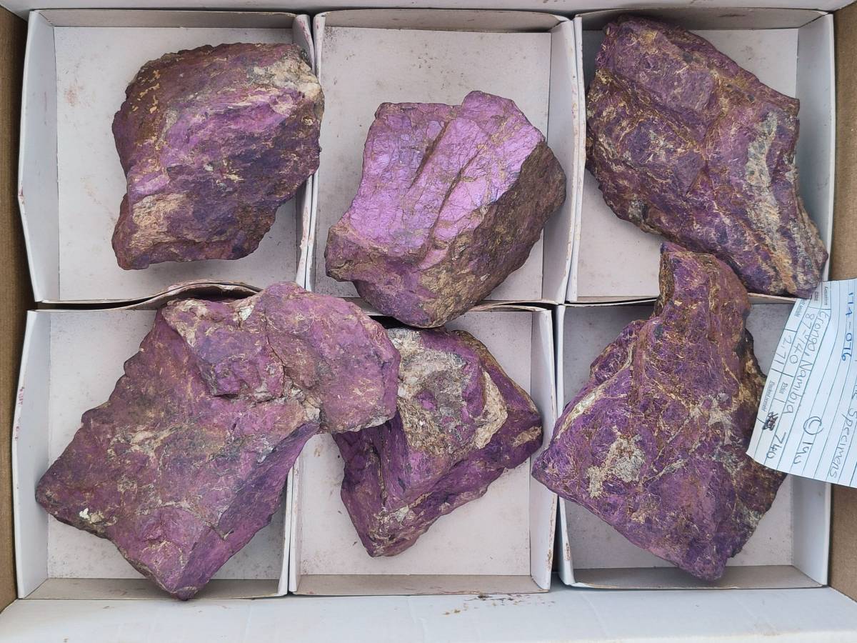 Natural Metallic Purpurite Specimens x 6 From Erongo, Namibia