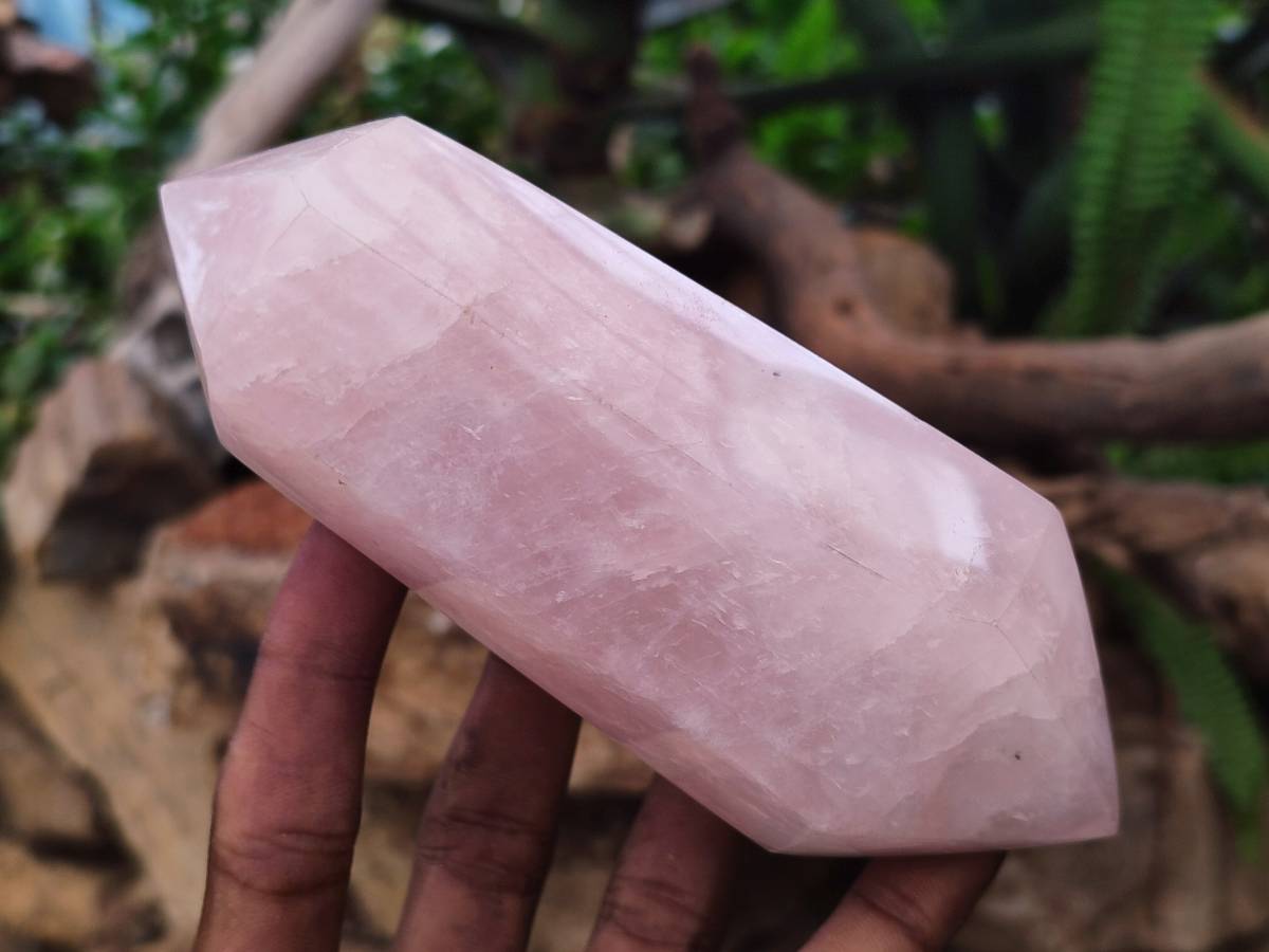 Polished Large Double Terminated Rose Quartz Crystals x 4 From Madagascar