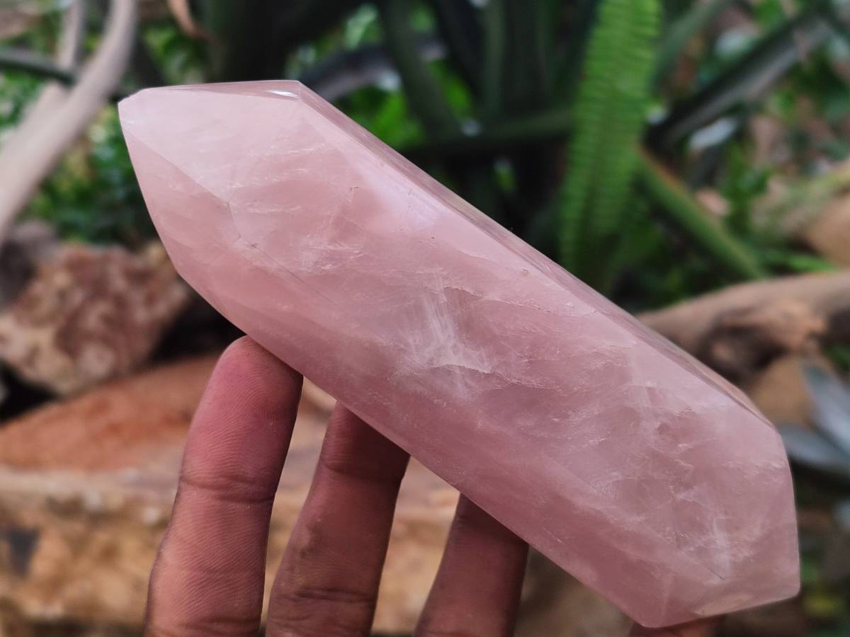 Polished Large Double Terminated Rose Quartz Crystals x 4 From Madagascar