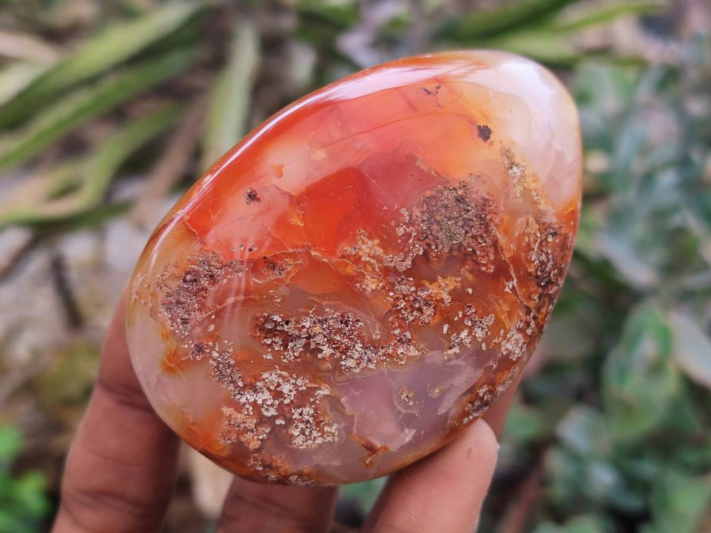 Polished Carnelian Agate Gemstone Palm Stones x 6 From Madagascar