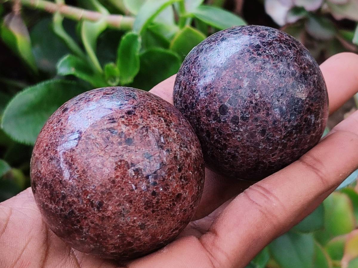 Polished Garnet Spheres x 6 From Mahajanga, Madagascar