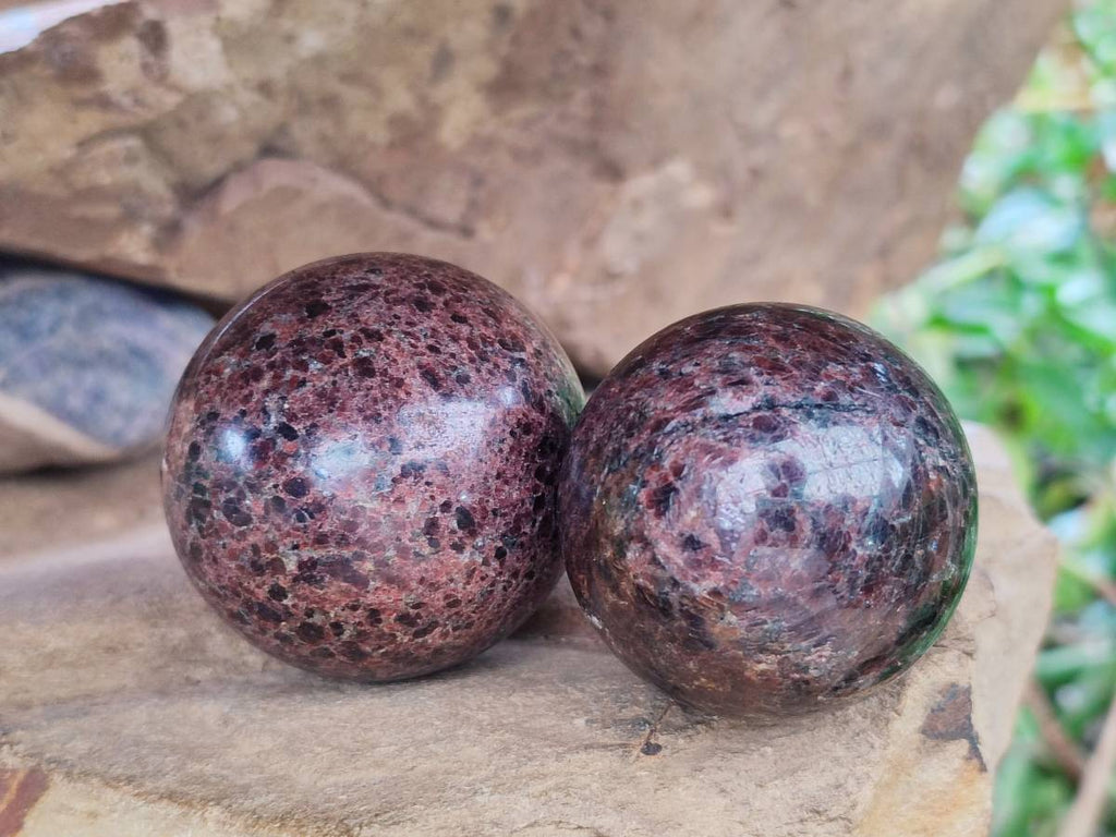 Polished Garnet Spheres x 6 From Mahajanga, Madagascar