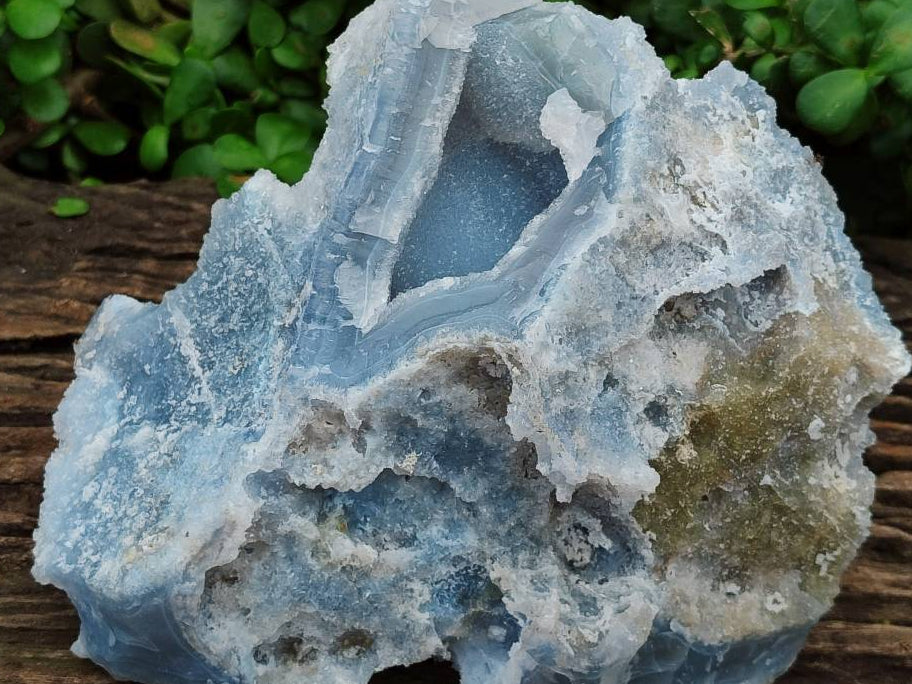 Natural Etched Blue Chalcedony Geode x 1 From Nsanje, Malawi