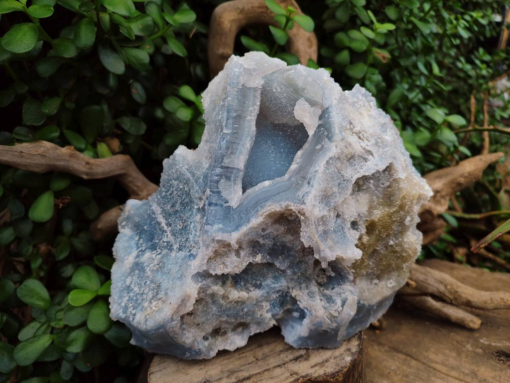 Natural Etched Blue Chalcedony Geode x 1 From Nsanje, Malawi
