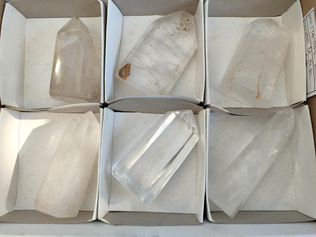 Polished Clear Quartz Crystals x 6 From Madagascar - Toprock Gemstones and Minerals 