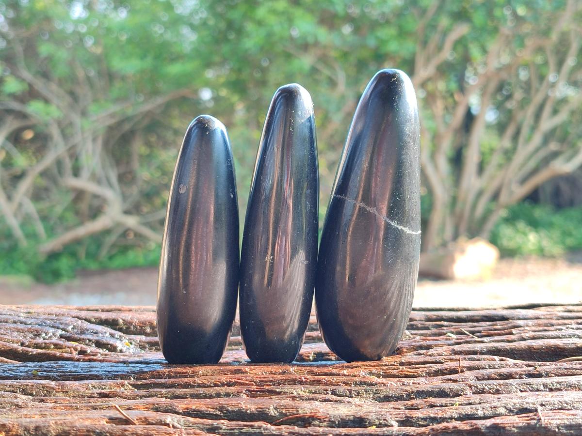 Polished Black Basalt Massage Wands x 12 From Madagascar