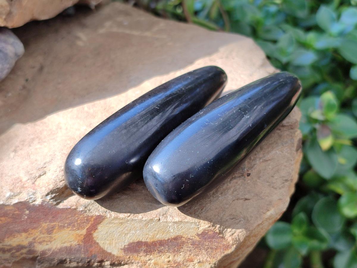 Polished Black Basalt Massage Wands x 12 From Madagascar