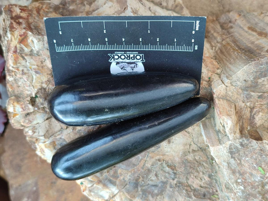 Polished Black Basalt Massage Wands x 12 From Madagascar