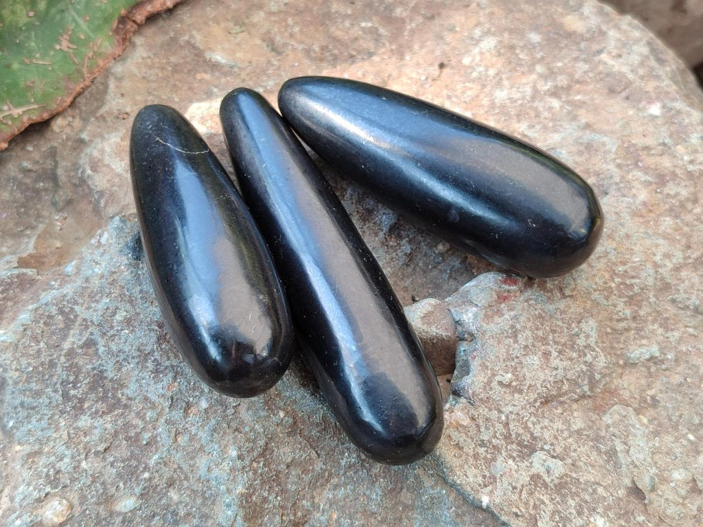 Polished Black Basalt Massage Wands x 12 From Madagascar