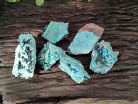 Natural Drusy Coated Chrysocolla With Prismatic Malachite Specimens x 6 From Lupoto Mine, Congo