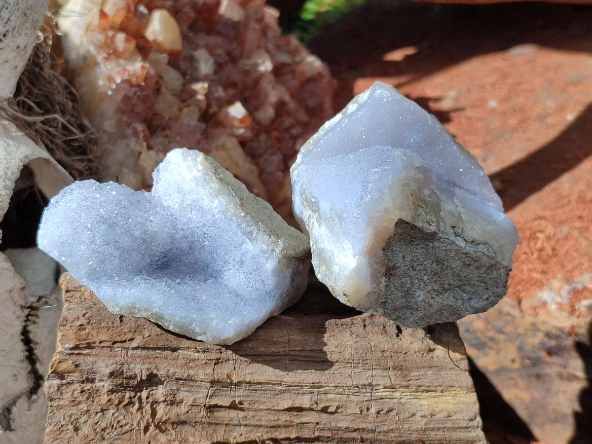 Natural Blue Lace Agate Geode Specimens x 12 From Nsanje, Malawi