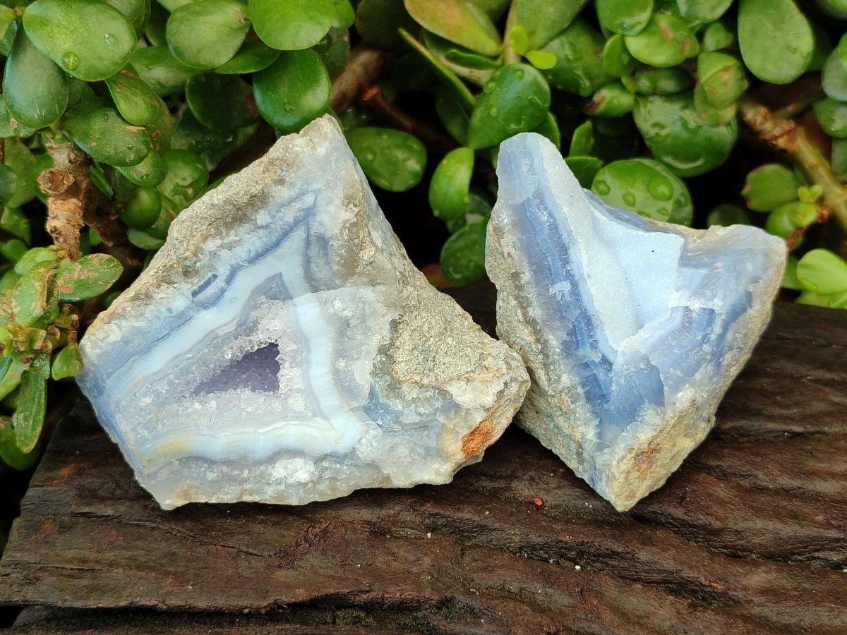 Natural Blue Lace Agate Geode Specimens x 12 From Nsanje, Malawi