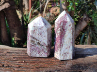 Polished Rubellite Pink Tourmaline Points x 2 From Ambatondrazaka, Madagascar
