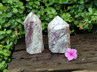 Polished Rubellite Pink Tourmaline Points x 2 From Ambatondrazaka, Madagascar