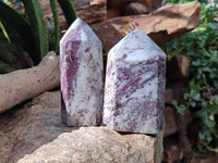 Polished Rubellite Pink Tourmaline Points x 2 From Ambatondrazaka, Madagascar