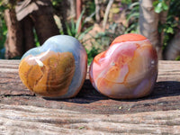 Polished Polychrome Jasper Hearts x 6 From NW Coast, Madagascar