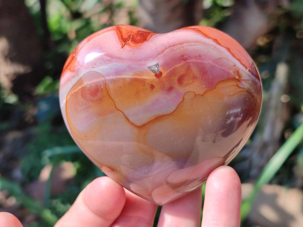 Polished Polychrome Jasper Hearts x 6 From NW Coast, Madagascar