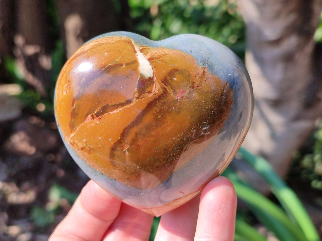 Polished Polychrome Jasper Hearts x 6 From NW Coast, Madagascar