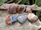 Polished Polychrome Jasper Hearts x 6 From NW Coast, Madagascar