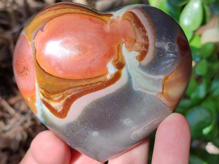 Polished Polychrome Jasper Hearts x 6 From NW Coast, Madagascar