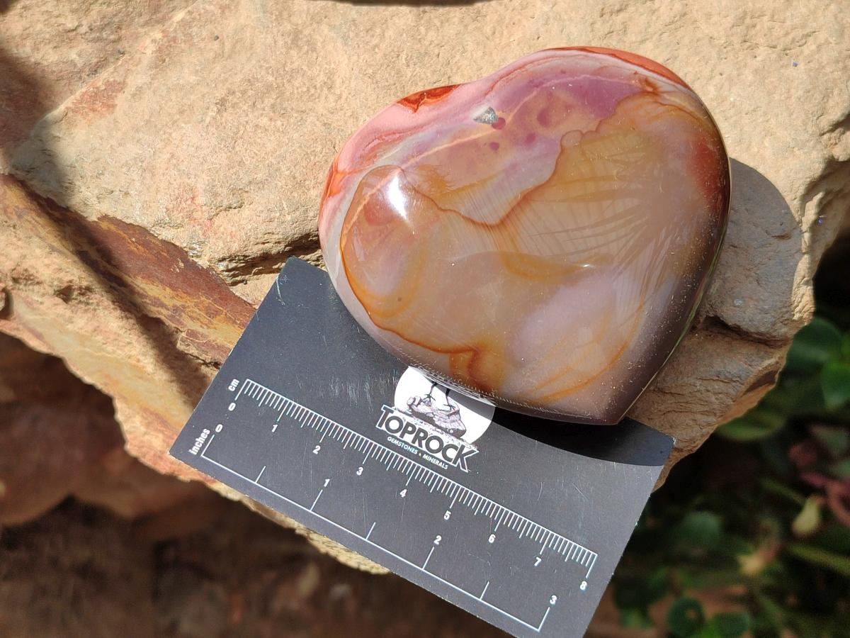 Polished Polychrome Jasper Hearts x 6 From NW Coast, Madagascar