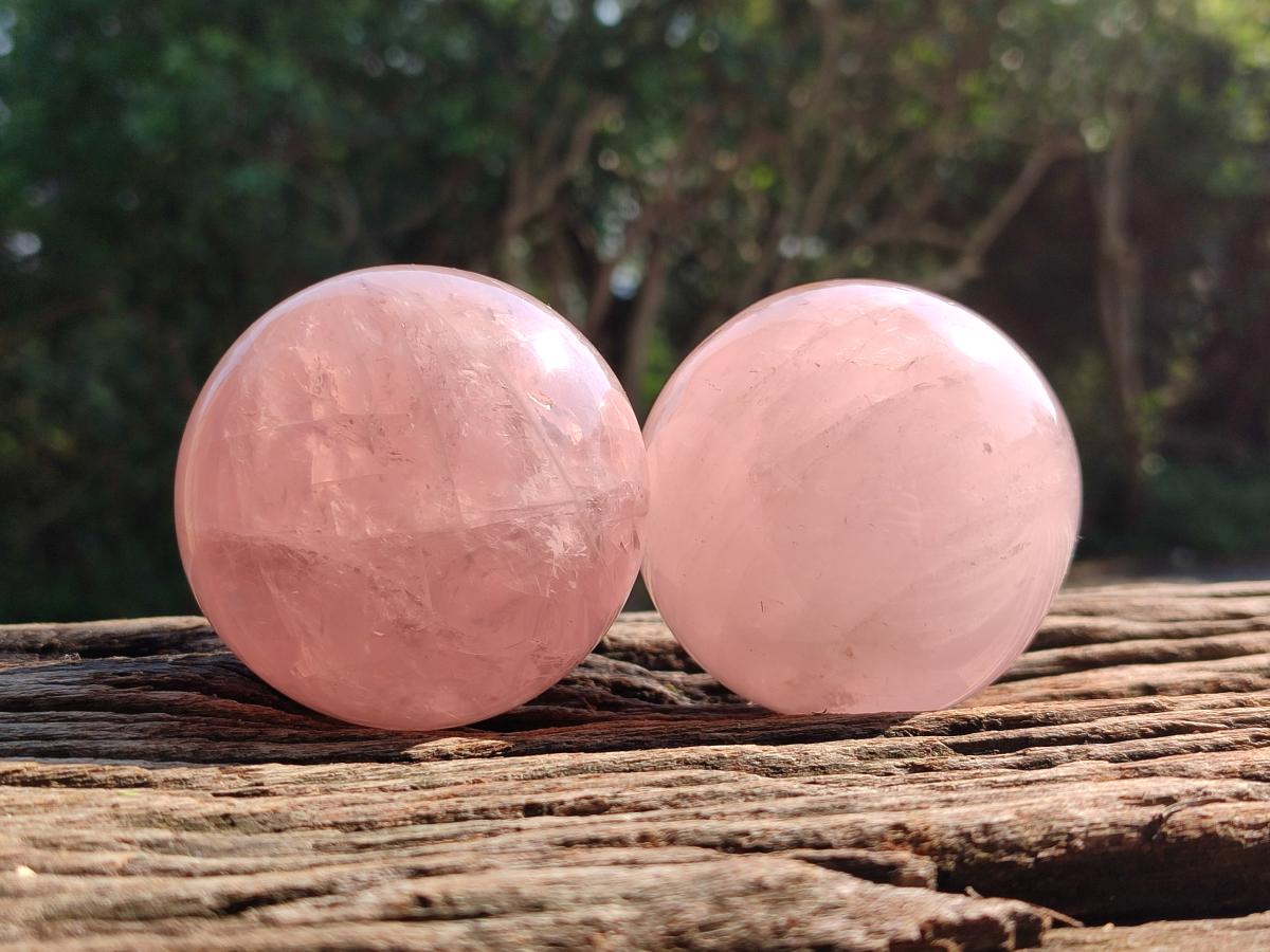 Polished Star Rose Quartz Spheres x 3 From Madagascar