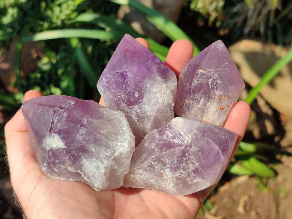 Polished Jacaranda Amethyst Quartz Crystal Points x 12 From Mumbwa, Zambia