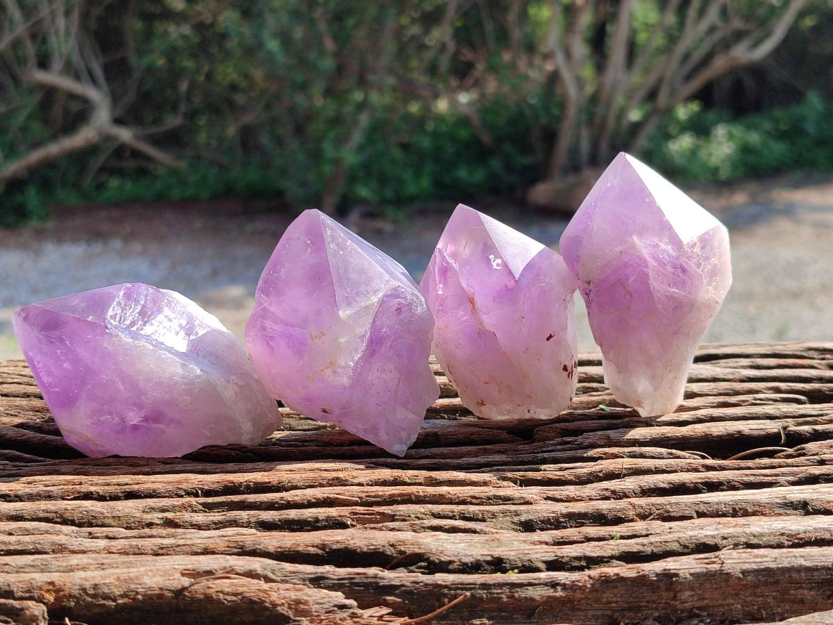Polished Jacaranda Amethyst Quartz Crystal Points x 12 From Mumbwa, Zambia