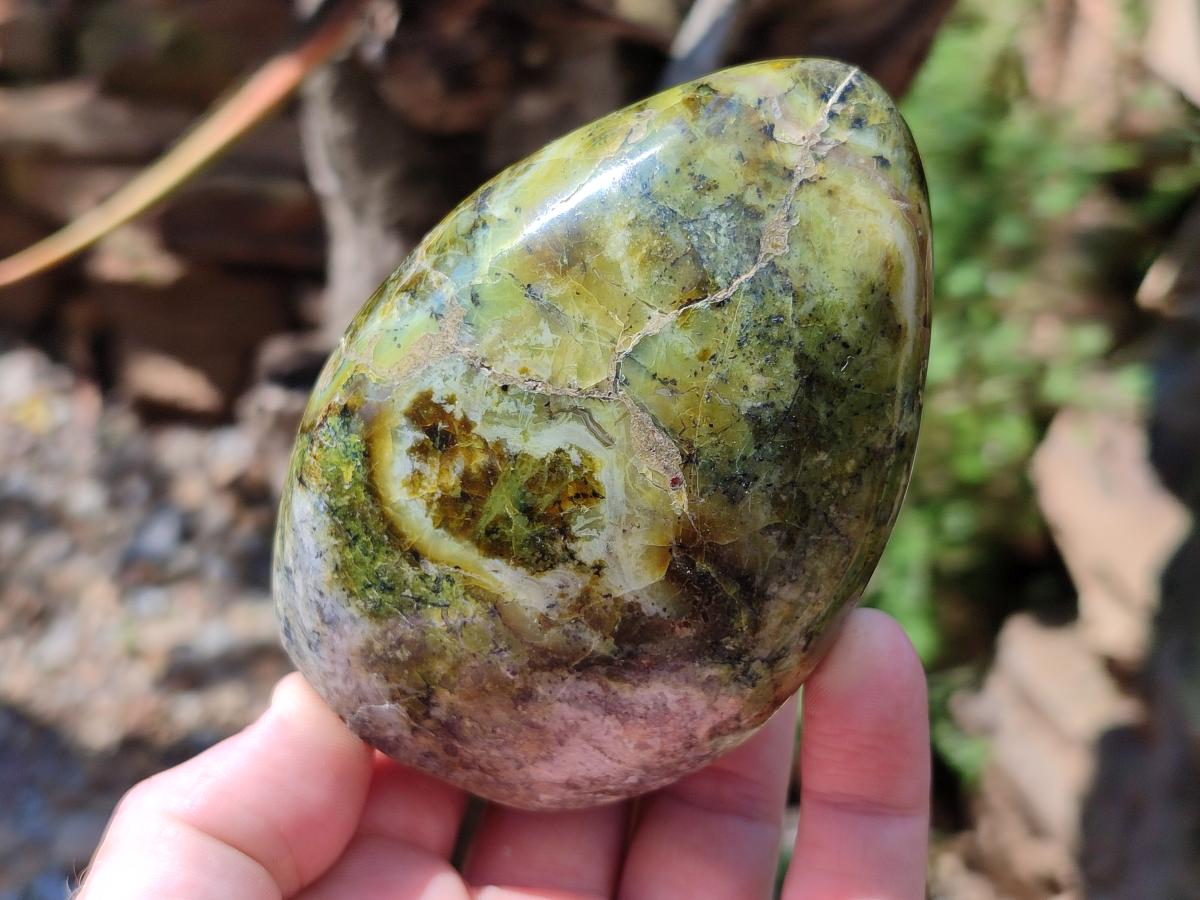 Polished Green Opal Standing Free Forms x 6 From Betroka, Madagascar