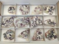 Natural Purple Cubic Fluorite On White Matrix Specimens x 12 From Khorixas, Namibia