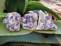 Natural Purple Cubic Fluorite On White Matrix Specimens x 12 From Khorixas, Namibia