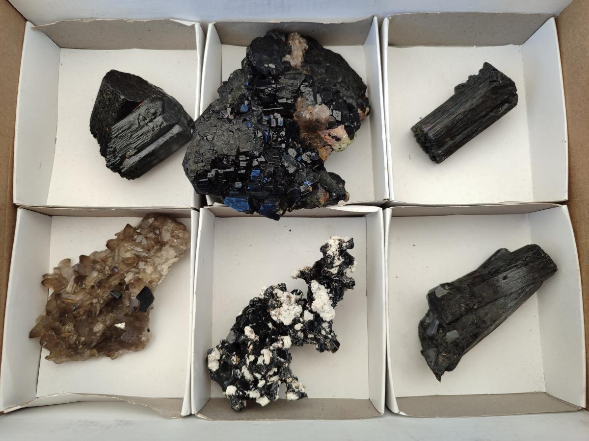 Natural Schorl Black Tourmaline with Associated Minerals x 6 From Erongo, Namibia