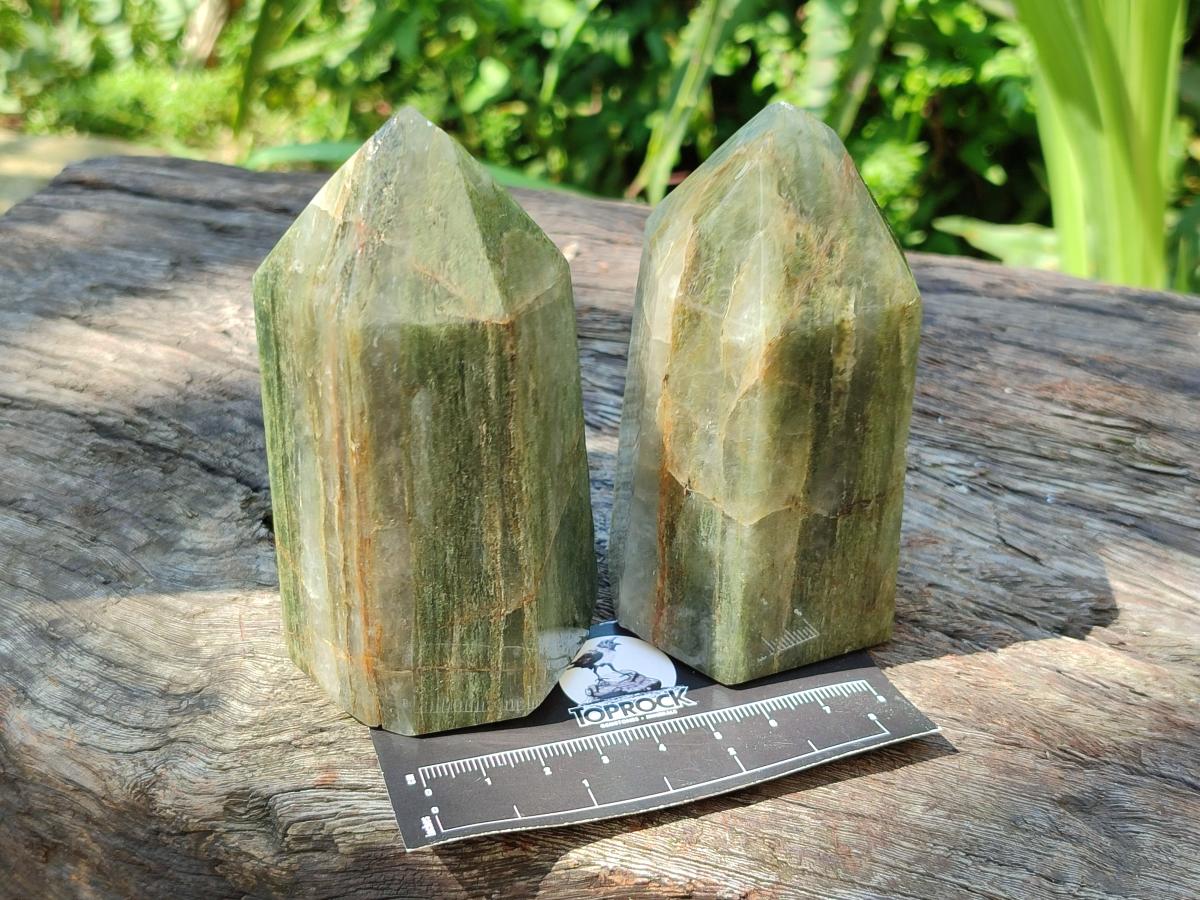 Polished Fuchsite Quartz Points x 3 From Andakatany, Madagascar