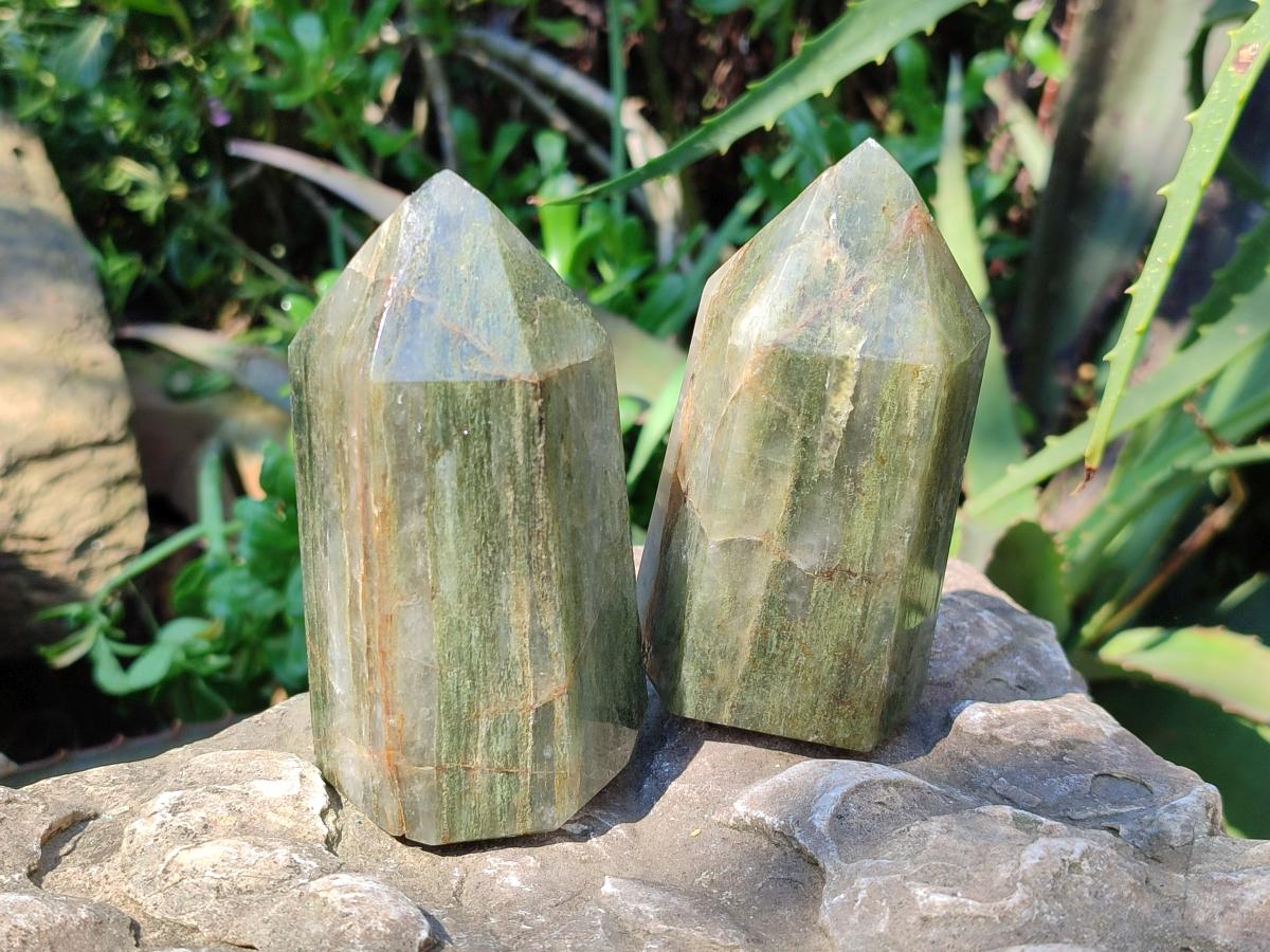 Polished Fuchsite Quartz Points x 3 From Andakatany, Madagascar