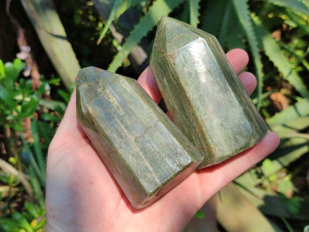 Polished Fuchsite Quartz Points x 3 From Andakatany, Madagascar