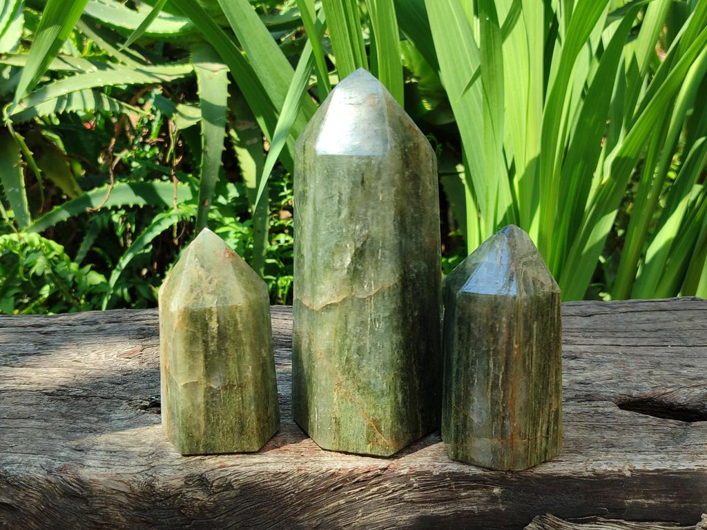 Polished Fuchsite Quartz Points x 3 From Andakatany, Madagascar